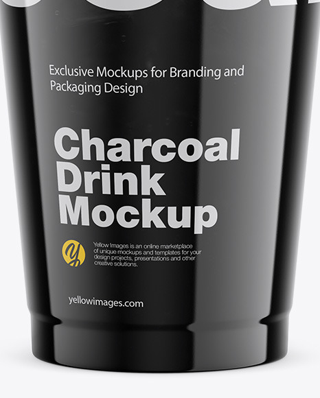 Charcoal Drink Plastic Cup with Lemon Mockup