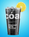 Charcoal Drink Plastic Cup with Lemon Mockup