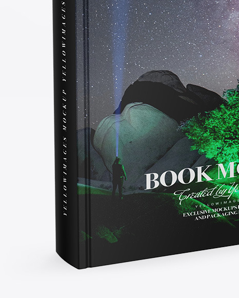 Book w/ Matte Cover Mockup - Half Side View