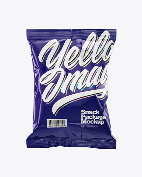 Glossy Snack Package Mockup - Back View