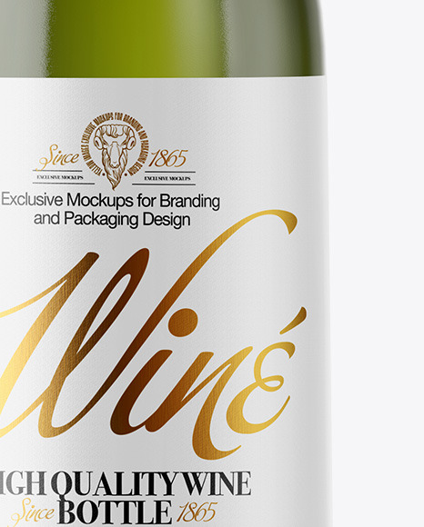 Green Glass White Wine Bottle Mockup