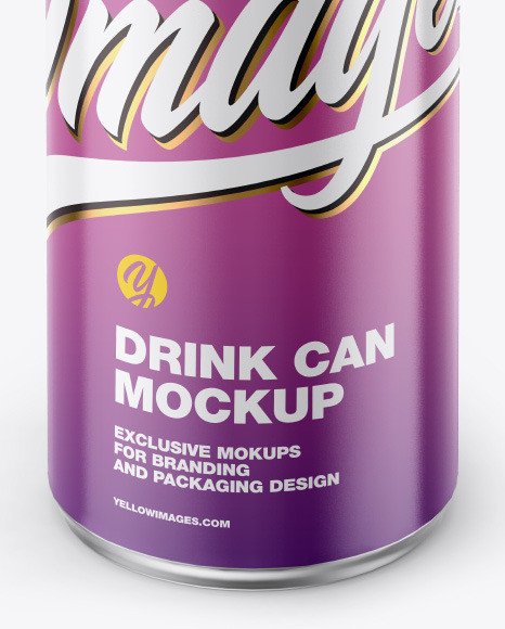 Metallic Drink Can w/ Glossy Finish Mockup