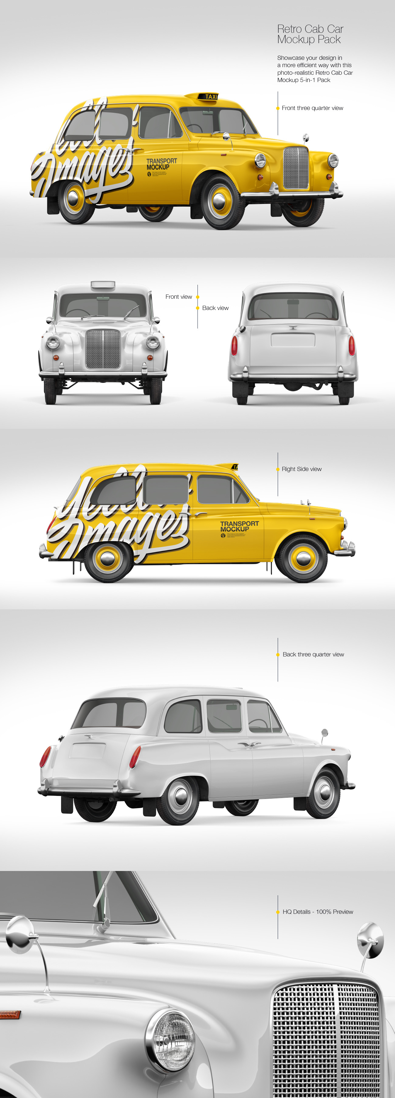 Retro Cab Car Mockup Pack