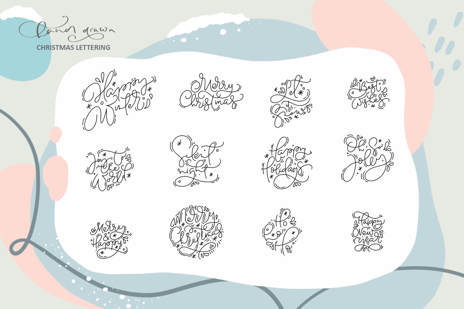 Christmas monoline collection SVG