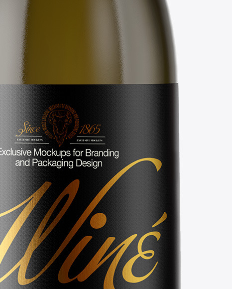 Antique Green Glass White Wine Bottle Mockup