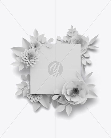 Paper Flower Square Frame Mockup