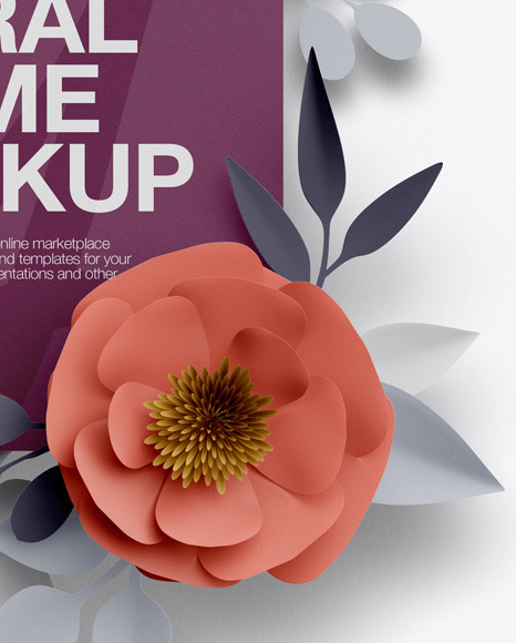 Paper Flower Square Frame Mockup