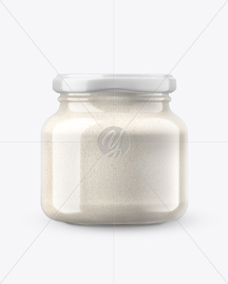 Glass Jar w/h Cashew Cream in Shrink Sleeve Mockup