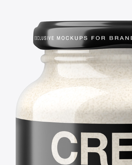 Glass Jar w/h Cashew Cream in Shrink Sleeve Mockup