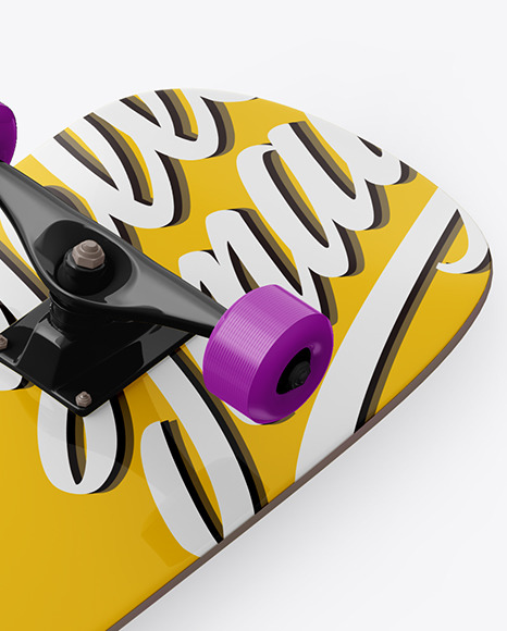 Glossy Skateboard Mockup - Halfside View