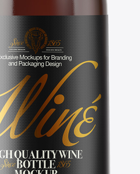 Amber Glass White Wine Bottle Mockup