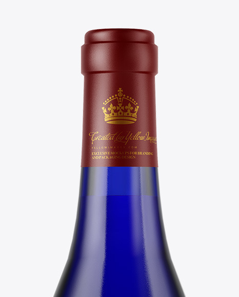 Blue Glass Wine Bottle Mockup