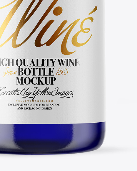 Blue Glass Wine Bottle Mockup