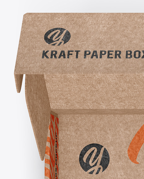 Opened Kraft Paper Box Mockup - Top View