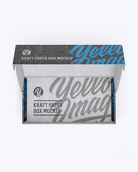 Opened Kraft Paper Box Mockup - Top View