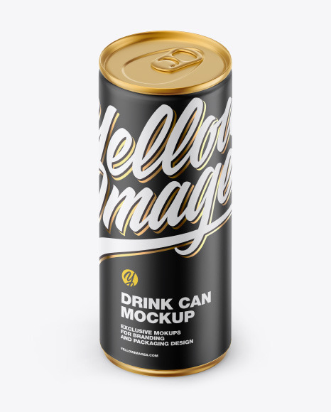 Metallic Drink Can w/ Matte Finish Mockup