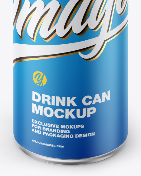 Metallic Drink Can w/ Matte Finish Mockup