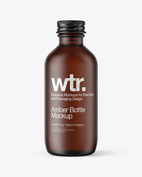 Frosted Amber Glass Bottle Mockup