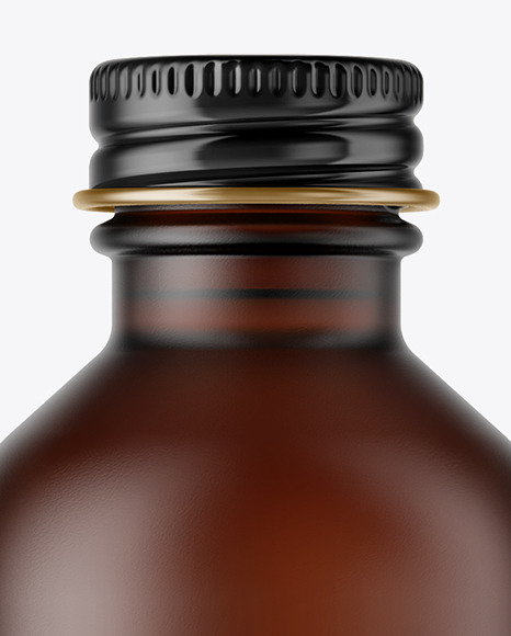 Frosted Amber Glass Bottle Mockup