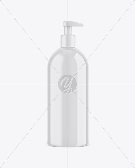 Glossy Plastic Bottle with Batcher Mockup