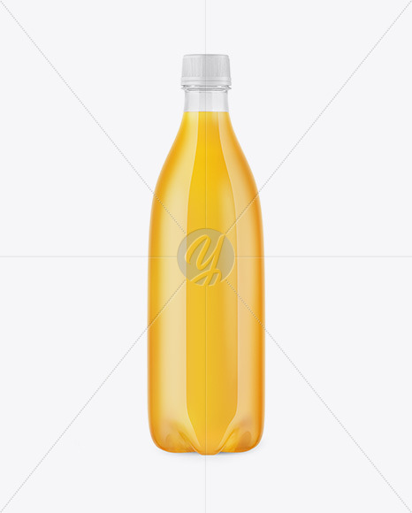 Clear PET Bottle with Orange Drink Mockup