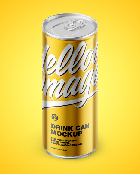 Glossy Metallic Drink Can Mockup