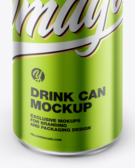 Glossy Metallic Drink Can Mockup