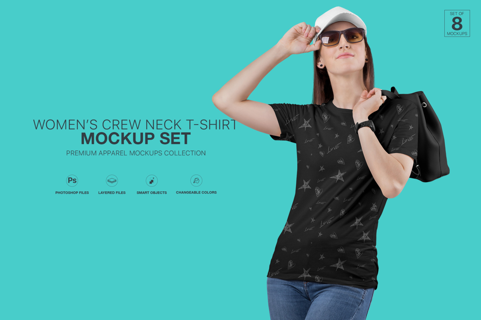 Women&#039;s Crew Neck T-Shirt Mockup