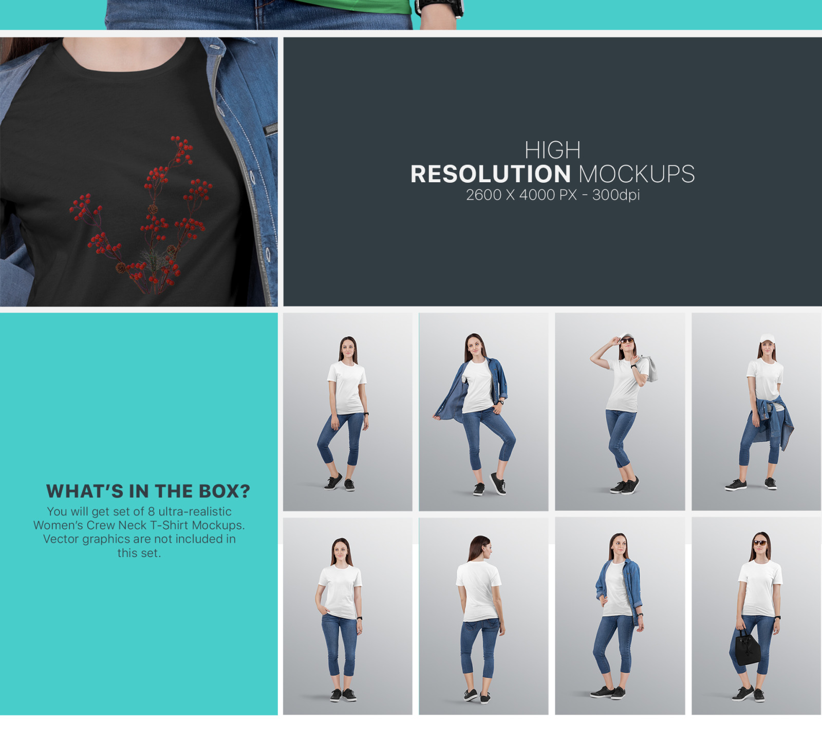 Women's Crew Neck T-Shirt Mockup Women's Crew Neck T-Shirt Mockup