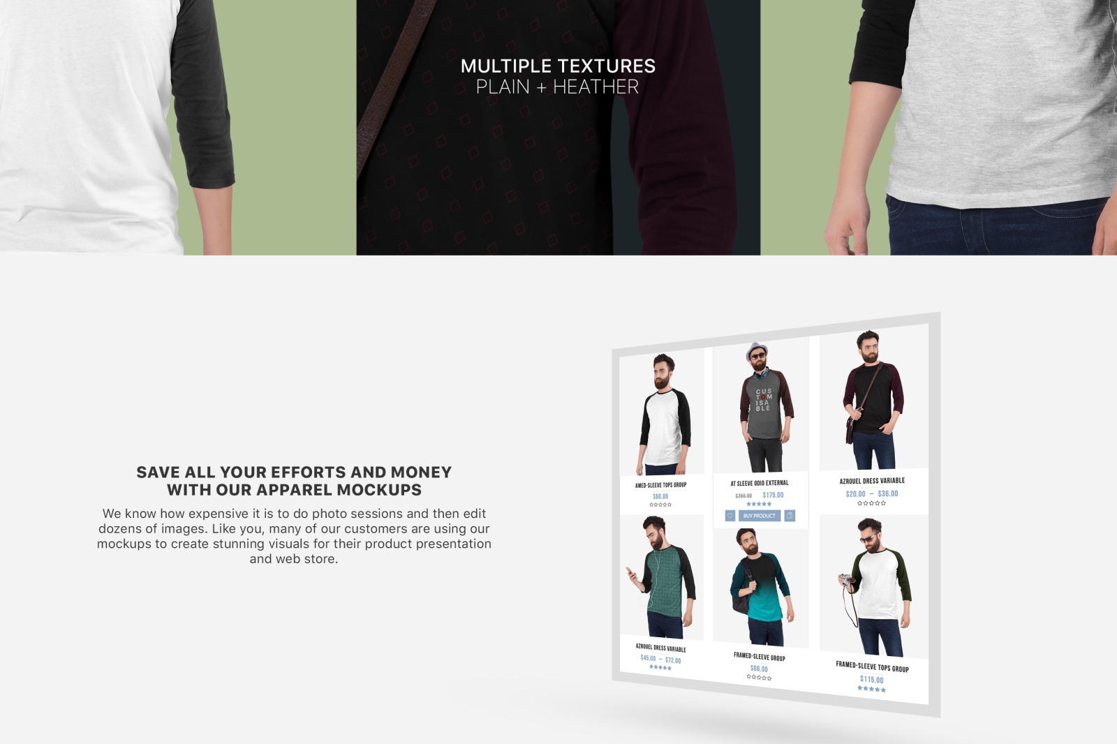 Men&#039;s Raglan T-Shirt Mockup Set