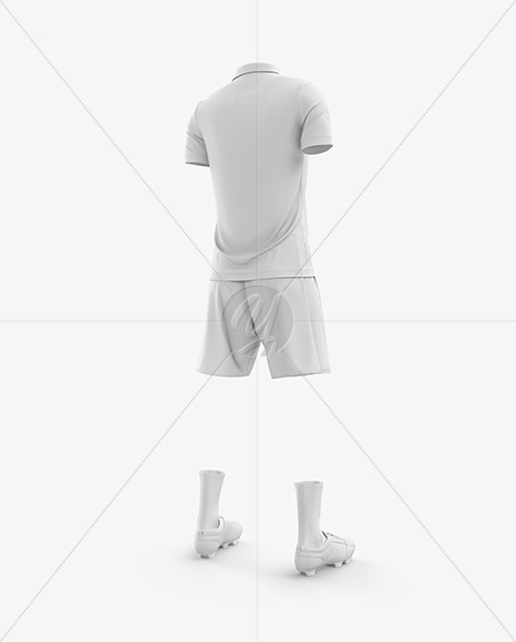 Men’s Full Soccer Kit with Open Collar mockup (Hero Back Shot)