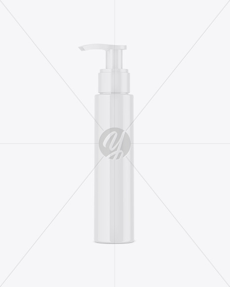 Glossy Cosmetic Bottle with Pump Mockup