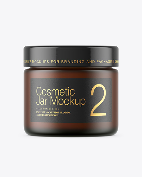 Frosted Amber Glass Cosmetic Jar Mockup