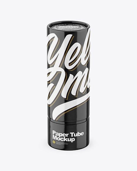 Glossy Paper Tube Mockup - Front View (High-Angle Shot) - Glossy+Tube+Pillow+PSD+Mockup+Front+View