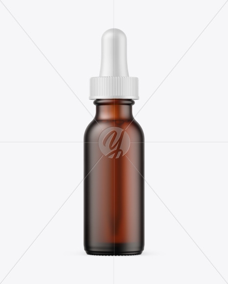 Frosted Amber Glass Dropper Bottle Mockup
