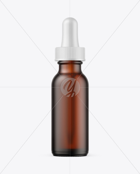 Frosted Amber Glass Dropper Bottle Mockup