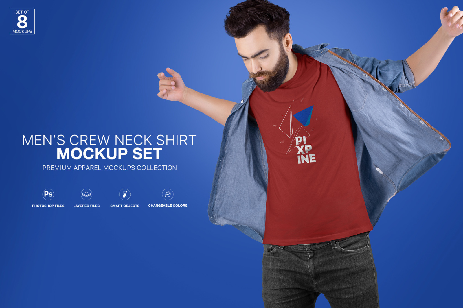 Men&#039;s Crew Neck T-Shirt Mockups