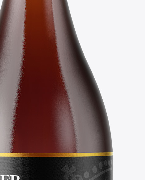 Amber Glass Beer Bottle Mockup