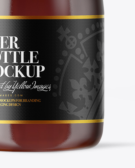 Amber Glass Beer Bottle Mockup