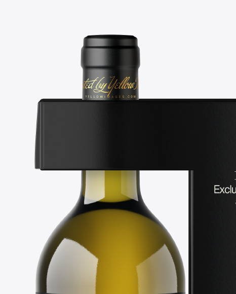 Green Glass Wine Bottle with Box Mockup