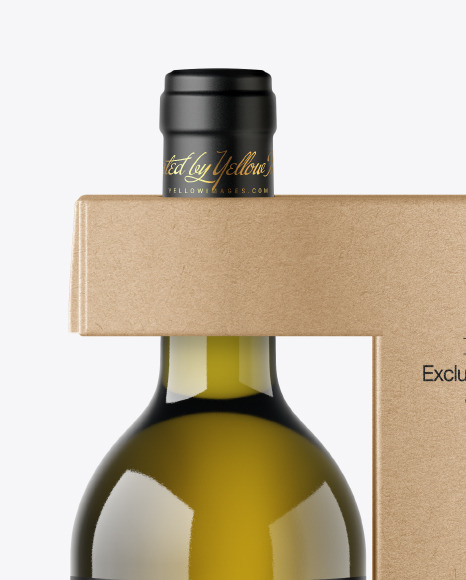 Green Glass Wine Bottle with Box Mockup