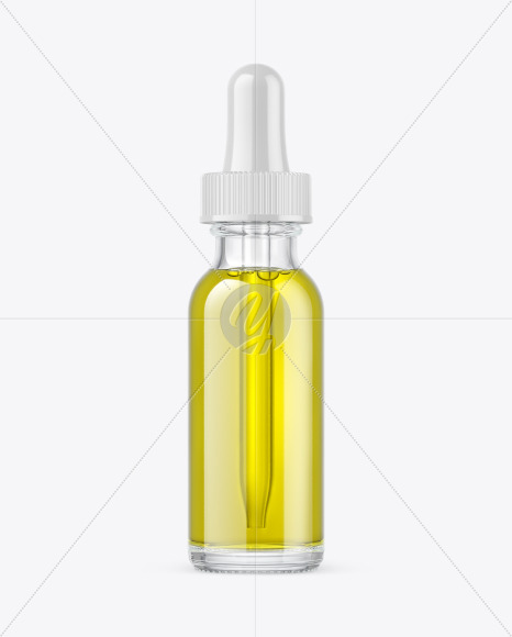 Clear Glass Dropper Bottle with Oil Mockup