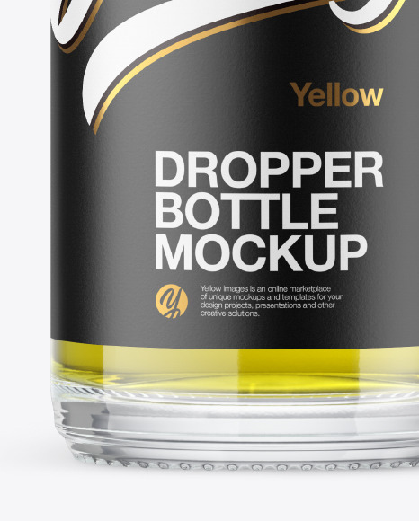 Clear Glass Dropper Bottle with Oil Mockup