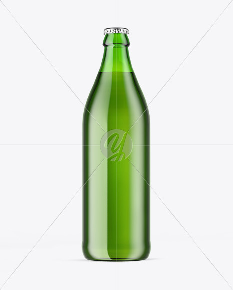 Green Glass Beer Bottle Mockup