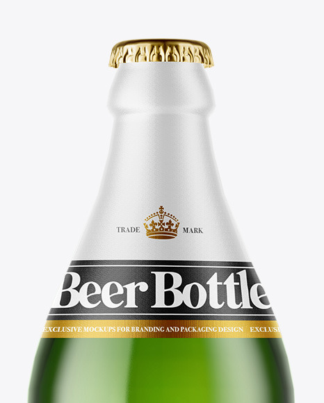 Green Glass Beer Bottle Mockup