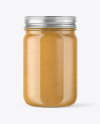 Clear Glass Jar with Peanut Butter Mockup