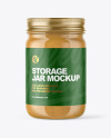 Clear Glass Jar with Peanut Butter Mockup