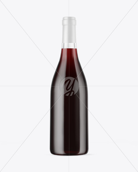 Clear Glass Red Wine Bottle Mockup