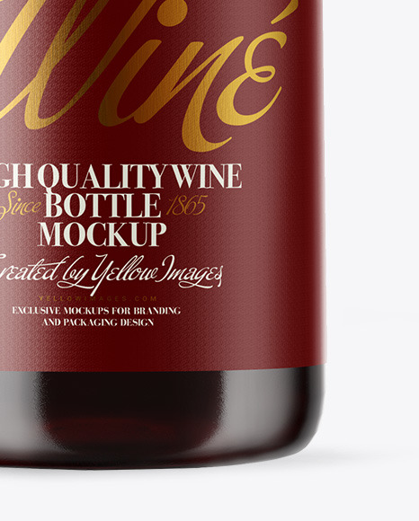 Clear Glass Red Wine Bottle Mockup