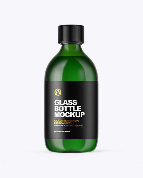 Green Glass Oil Bottle Mockup